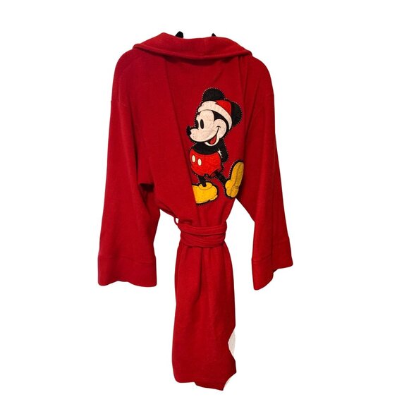 Disney Store Womens Size XL Mickey Mouse Santa Hat Robe Tie Belted Red Cozy Show - Picture 1 of 5